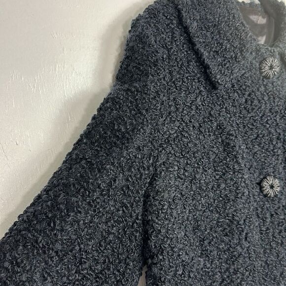 National Board Vintage Fur Wool Button Front Coat In Black Size M - Picture 2 of 9